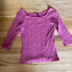 Hot Pink Shirt Three Quarter Sleeves